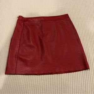 True Red Leather Skirt Size 4
